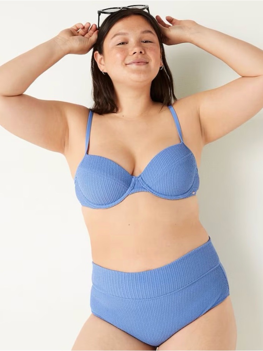Victoria’s Secret PINK Blue Dawn Crinkle High Waist Shortie Bikini Bottom.